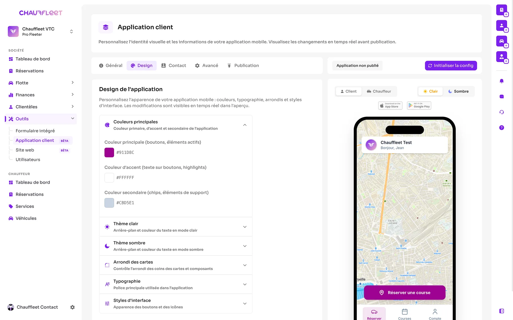 Aperçu App mobile — Chauffleet